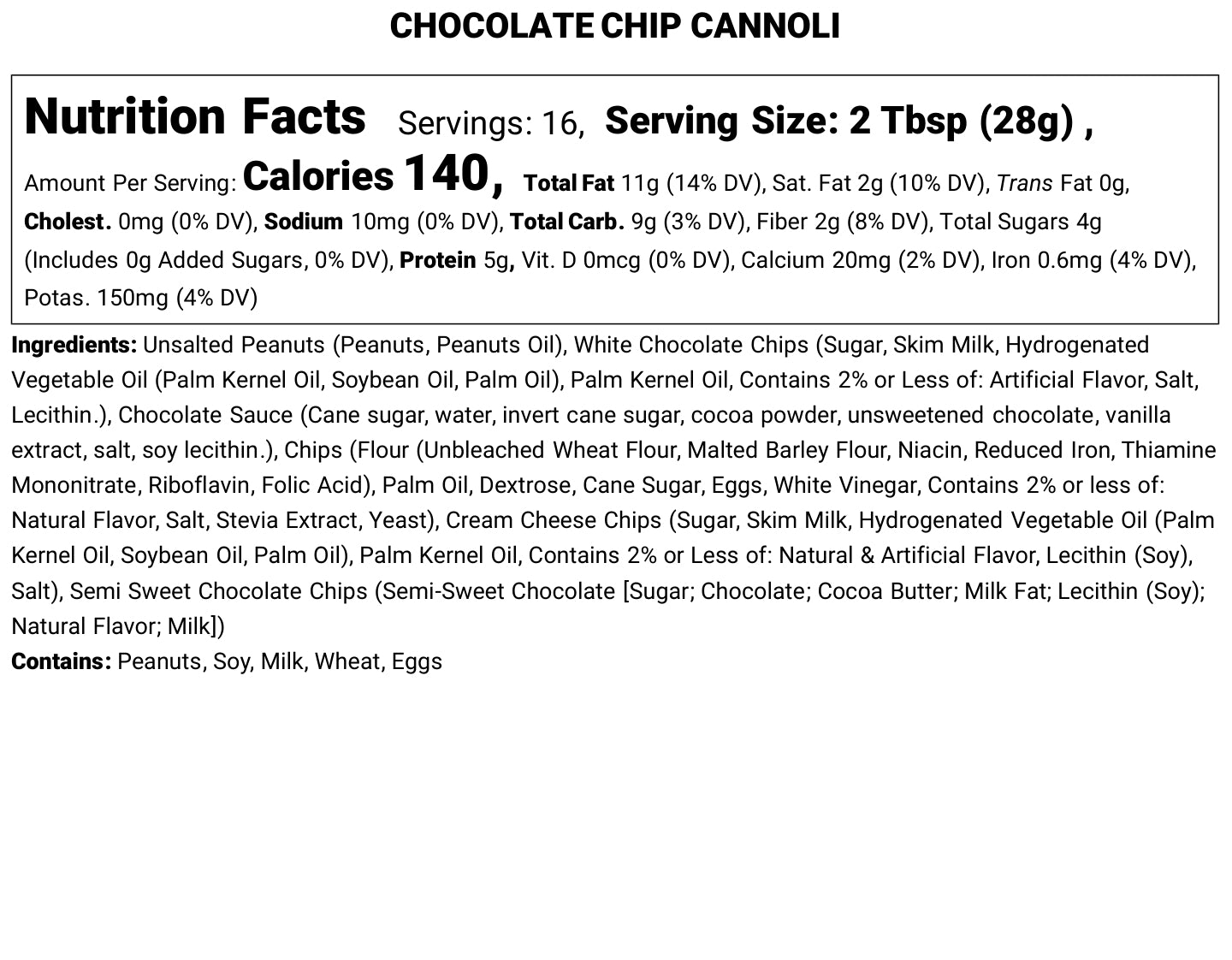 Chocolate Chip Cannoli