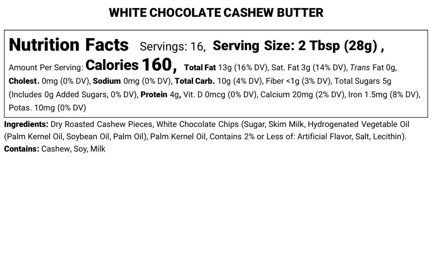 White Chocolate Cashew Butter